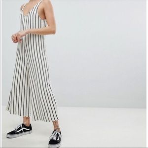 Pull&Bear black & white wide leg relaxed jumpsuit